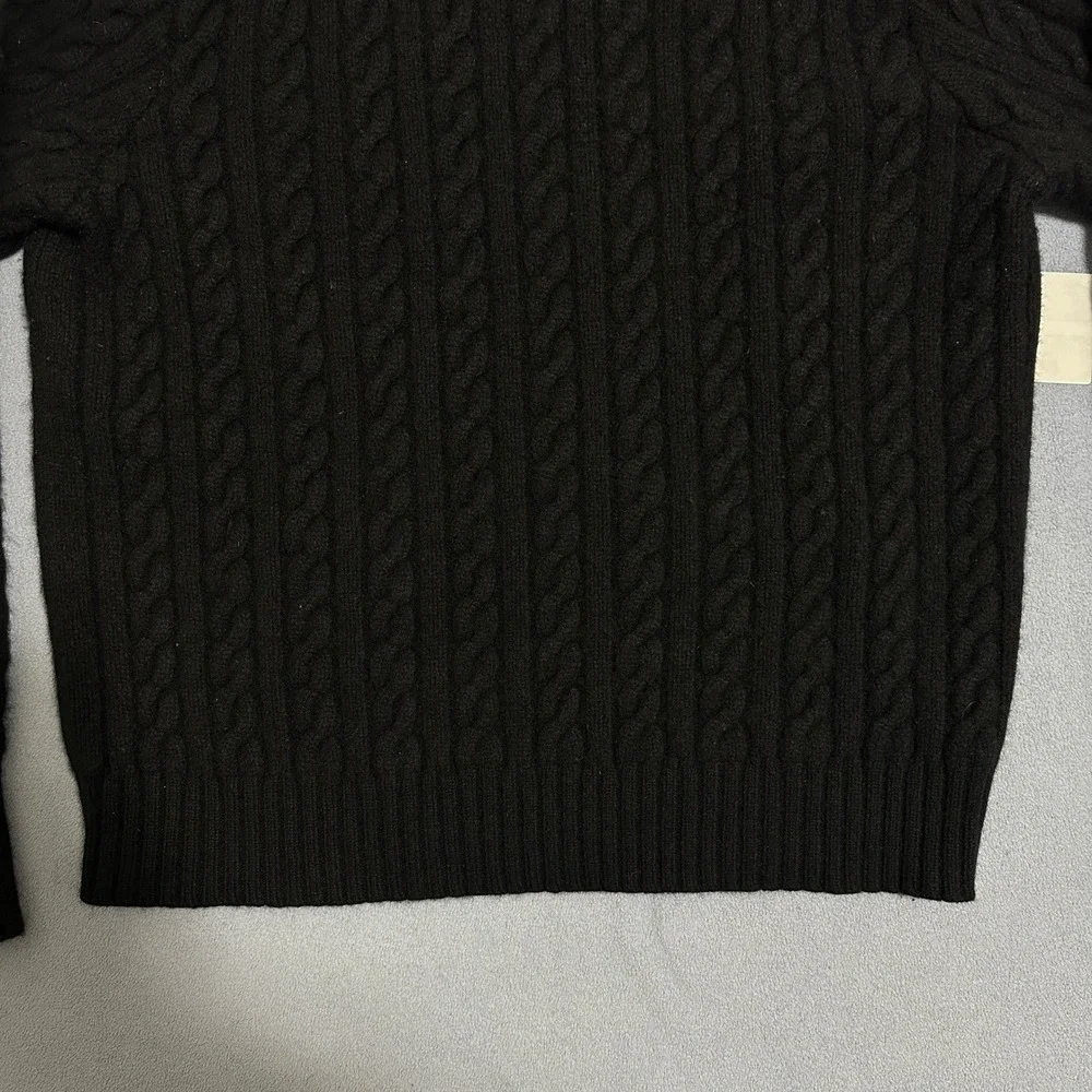 Polo Ralph Lauren‎ Cable Knit Wool Cashmere Sweater Long Sleeve Black Mens XL